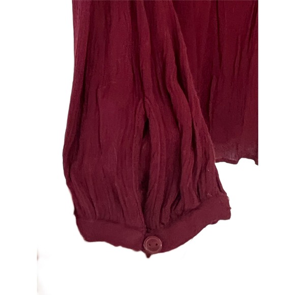 American Eagle Outfitters Burgandy Long Sleeves Tunic Lace Button Up Top Size L - Picture 6 of 10